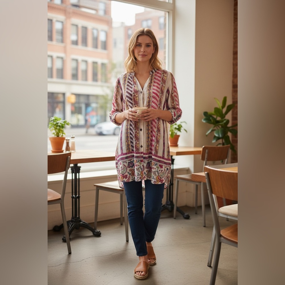 Parsley & Sage Multicolor Striped Blouse, M